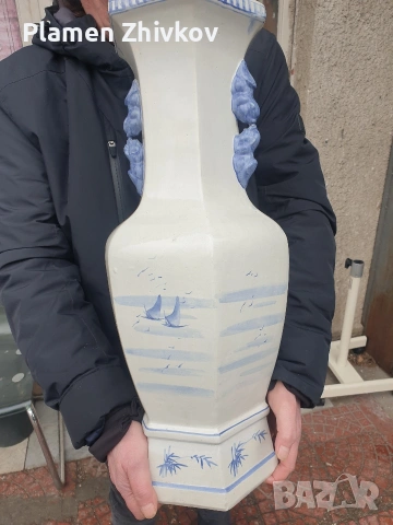 Голяма порцеланава ваза Стар Китай само в синьо, снимка 5 - Декорация за дома - 53393224