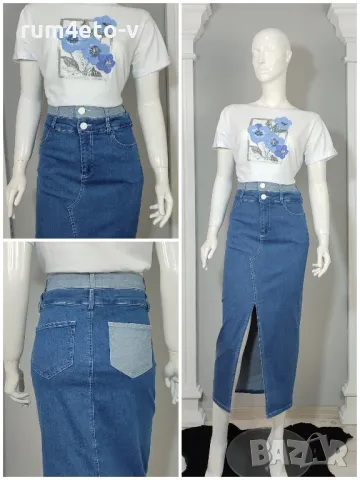 Дънкова пола с двоен колан , снимка 1