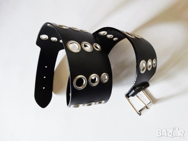 НОВ! Biker Leather Belt Made in Italy Дамски Колан Естествена Кожа Размер М (85см) 