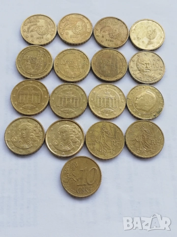 лот 17 монети от 10 евроцента различни държави, снимка 7 - Нумизматика и бонистика - 47993675
