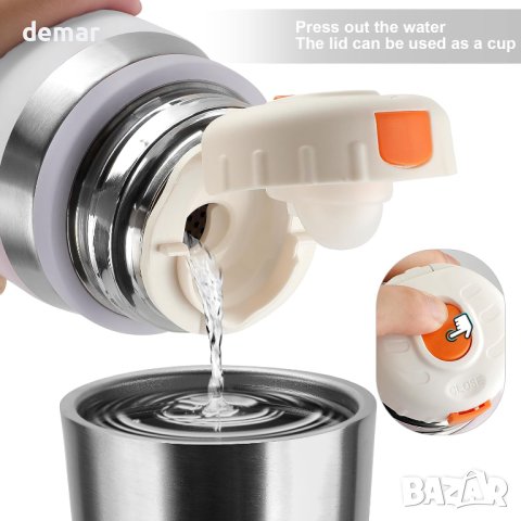 GIOGD Термоизолирана вакуумна спортна бутилка за вода от неръждаема стомана 700 мл, бяла, снимка 3 - Спортна екипировка - 43573200