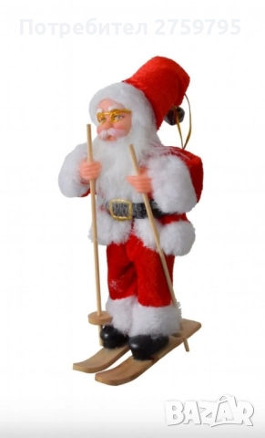 НОВО. ДЯДО КОЛЕДА СКИОР.22 см., снимка 2 - Декорация за дома - 52310624