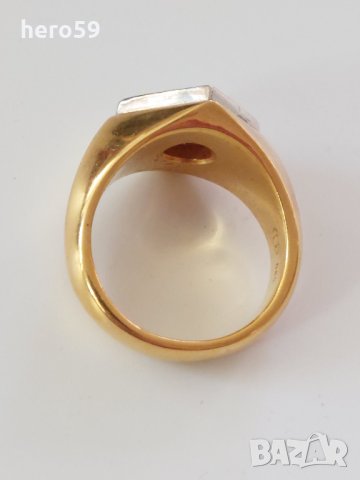 Мъжки златен пръстен 585 проба и брилянт 0.6 катата+16 диаманти           малки брилянта, снимка 4 - Пръстени - 35474808