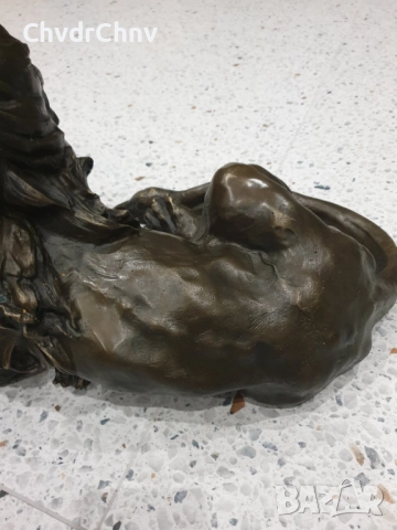 60см-16кг статуя/стара голяма бронзова скулптура/фигура на легнал лъв, снимка 12 - Статуетки - 52804587