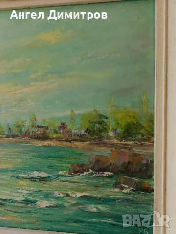 Маслена картина подписана картина , с дървената рамка , 45-35 см , кориф, снимка 8 - Картини - 50537971