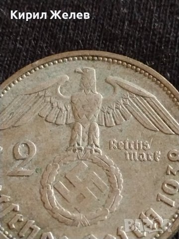Сребърна монета 2 райхсмарки 1938г. Нацистка Германия Трети Райх с СХВАСТИКА за КОЛЕКЦИЯ 42060, снимка 6 - Нумизматика и бонистика - 43798821