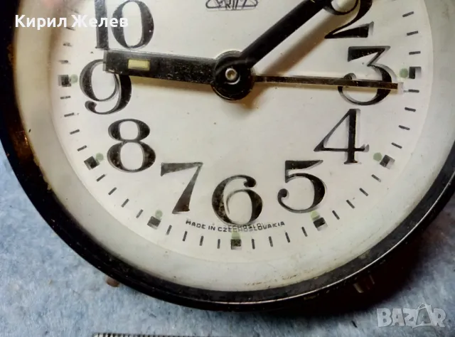 PRIM MADE in CZECHOSLOVAKIA Стар КОЛЕКЦИОНЕРСКИ ЧЕШКИ МЕХАНИЧЕН БУДИЛНИК МЕРА-ПОЛТИК 48333, снимка 5 - Антикварни и старинни предмети - 47656782