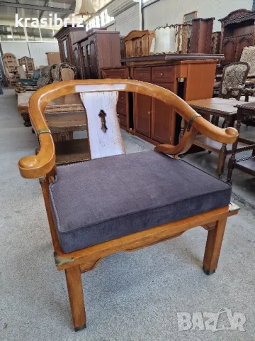 Ръчно изработен масивен акцентен стол в стил подкова Джеймс Монт!-внос от Германия!