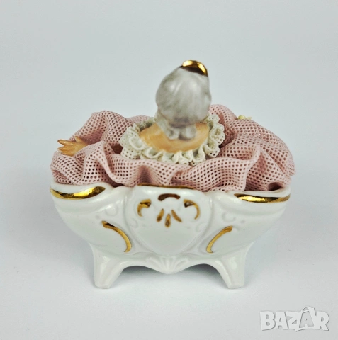 Порцеланова балерина с розова рокля - Sandizell, Dresden, снимка 3 - Статуетки - 53591263