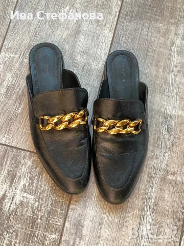 Нови естествена кожа кожени стилни  удобни ниски чехли Reserved синджири номер 40, снимка 2 - Чехли - 47365066