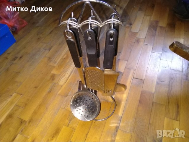 Кухненски набор 7 части 6+1 неръждаема стомана със стойка, снимка 2 - Аксесоари за кухня - 43400992