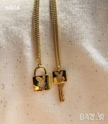 playboy Плейбой златисто колие синджир с висулка заек зайче катинар ключ , снимка 3 - Колиета, медальони, синджири - 33378862