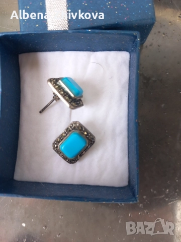 обеци сребро с матказити, снимка 2 - Обеци - 51961052