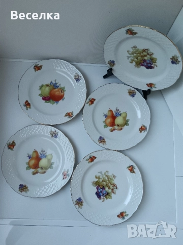 5 бр чинии за десерт Бавария, декорация с плодове 