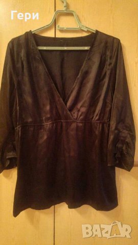 Черна сатенена блуза на Vero moda, снимка 1 - Туники - 28716503