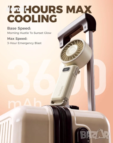 Преносим турбо вентилатор Diveblues, ръчен вентилатор 3 в 1, сгъваем дизайн за врата, снимка 6 - Вентилатори - 53607455