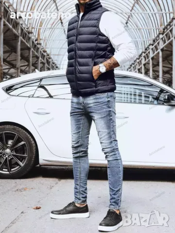 Мъжка ватирана жилетка без качулка , снимка 2 - Суичъри - 47588195