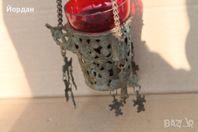 Старо бронзово кандило, снимка 2 - Антикварни и старинни предмети - 43973975