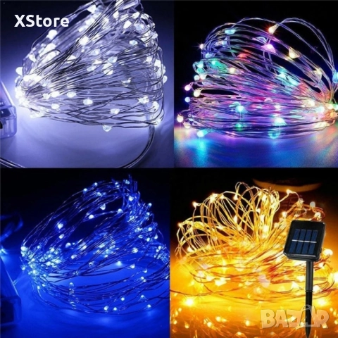 Гирлянд с лед лампички и соларен панел, 10 метра, снимка 3 - Други - 51957009
