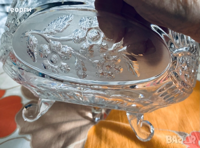 Винтидж кристални ваза/купа/фруктиера, снимка 4 - Антикварни и старинни предмети - 51986608