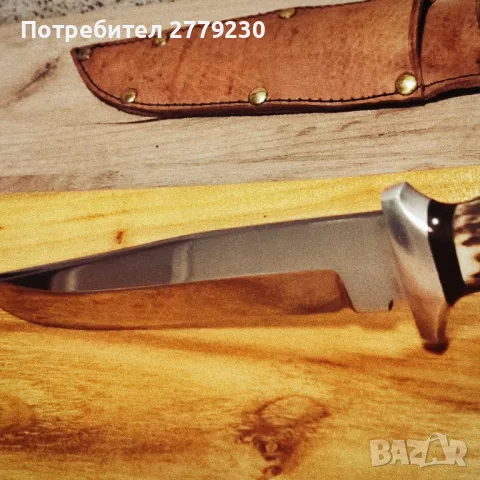 Ловен масивен нож с дръжка от еленов рог. Нов!, снимка 5 - Ножове - 49910145