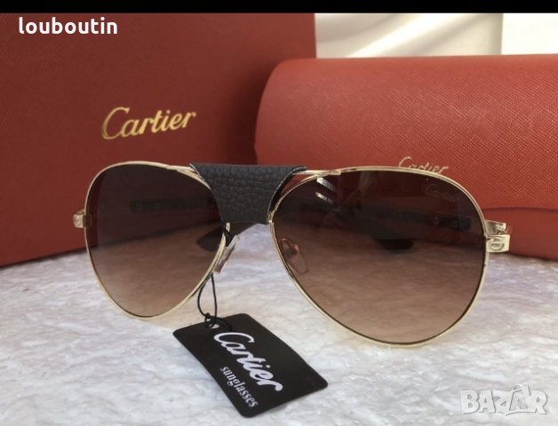 Cartier унисекс мъжки слънчеви очила с кожа и дървени дръжки 3 в 1, снимка 7 - Слънчеви и диоптрични очила - 28356030