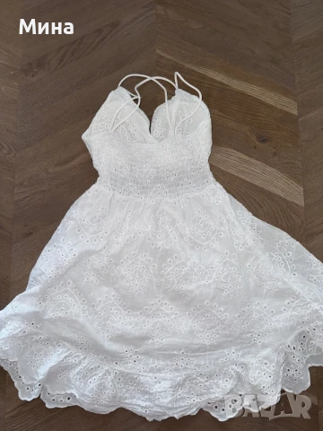 Дамска бяла рокля от памучна материя, снимка 5 - Рокли - 50743308