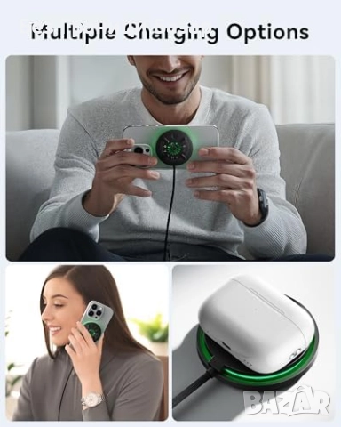 Ново INIU 15W Mag-Safe бързо зарядно с охлаждане за iPhone и AirPods, снимка 4 - Аксесоари за Apple - 52306348