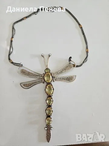 лимитирана ,ръчна изработка,с цитрин, снимка 2 - Колиета, медальони, синджири - 49471205