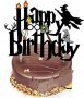 Happy Birthday Хари Потър harry potter черен картонен топер табела украса табела торта, снимка 1 - Други - 33010272