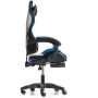 Геймърски стол с поставка за крака – черно-син, въртящ, с масажна функция и спортен дизайн, снимка 8