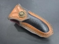Сгъваем нож дамаска стомана с кожена кания,SD16, снимка 11