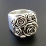 Масивен сребърен винтидж пръстен с рози, снимка 4