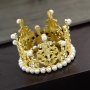 малка сребриста златиста Корона Тиара с перли и камъчета метална за украса декор на торта парти, снимка 5