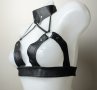 S кожен сутиен с отворени чашки и нашийник с ластични ленти, снимка 3