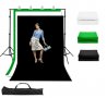 Фото Фон и фонова система за фотостудио комплект Черно Бял Зелен стойка 2х2м и калъф , снимка 1