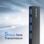Висококачествен 4-портов USB 3.0 хъб BYEASY, ултра тънък преносим хъб за данни, снимка 4