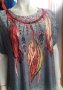 УНИКАЛНО КРАСИВА блуза с щампа "капан за сънища" и разноцветни камъчета по нея 3ХЛ размер , снимка 3