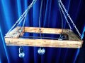 Дървен полилей с три крушки, снимка 6