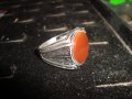 МАЙСТОРСКИ СРЕБЪРЕН МАСИВЕН ПРЪСТЕН с ШЛИФОВАН КАРНЕОЛ ОКСИДИРАНО СРЕБРО 925 ЮВЕЛИРНА ИЗРАБОТА 22380, снимка 6