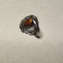 Стар сребърен пръстен с кехлибар (194), снимка 7