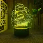 Холограмна 3D LED лампа Ветроходен кораб,RGB Седемцветен Интелигентен Контрол,USB, снимка 2