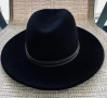 Черна вълнена шапка FEDORA - класическа, 100% вълна, 59 размер, снимка 2
