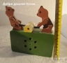 Механични играчки: стара механична играчка, с зайци, кълвящи дървени пиленца, мечета, снимка 15