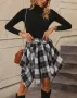 Асиметрична модна дамска карирана пола, 2цвята , снимка 4