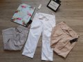 Нов уникален панталон с панделка в бял сив и розов  цвят на намаление