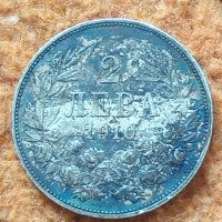 Сребърна монета 2 лева 1910г. Царство България Фердинанд първи 41427, снимка 1 - Нумизматика и бонистика - 43922638