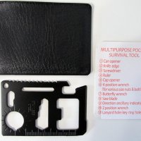 Мултифункционален инструмент кредитна карта с кожен калъф, снимка 2 - Екипировка - 34786876