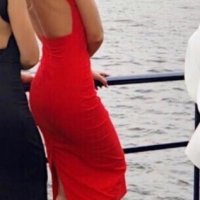 Дамска червена рокля с гол гръб, снимка 2 - Рокли - 39033296