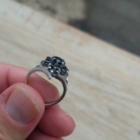 Сребърен пръстен с Натурални сапфири, снимка 3 - Пръстени - 43894354